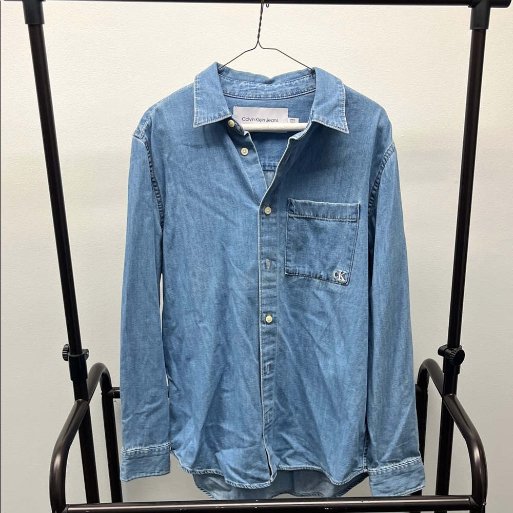 Calvin Klein Jeans Medium Blue Denim Button-Up Shirt